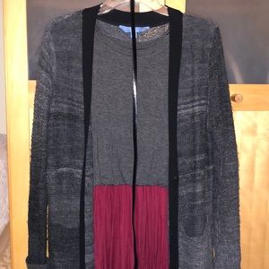 Loft tank cotton & satin dress with long sweater